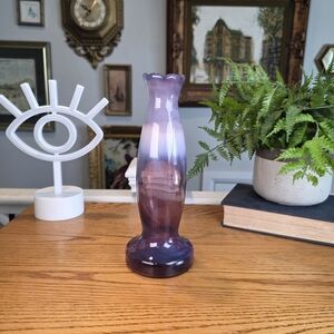 Antique Purple Slag Glass Vase, Amethyst Marbled Malachite Spill Vase 9.25"